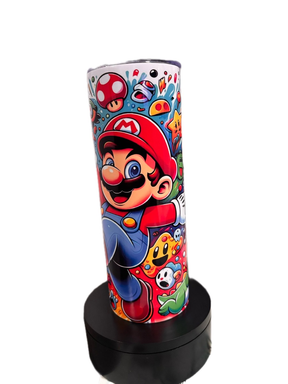 Mario Character Graphic Tumbler - Red, Blue, Yellow